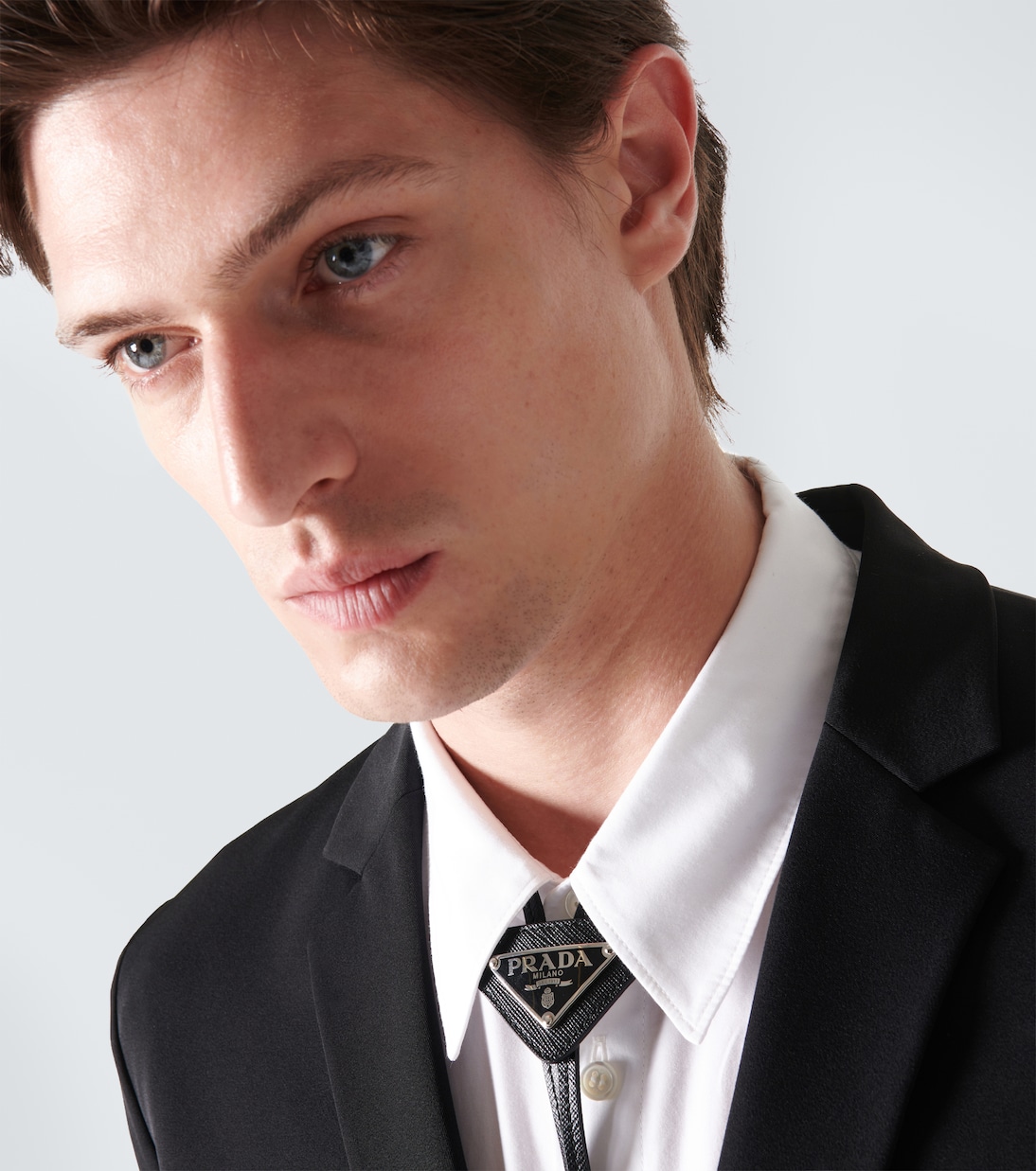 Saffiano triangle bolo tie with logo | Prada