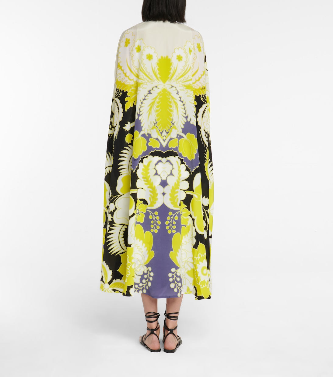 Valentino – Robe midi en soie à fleurs | Valentino