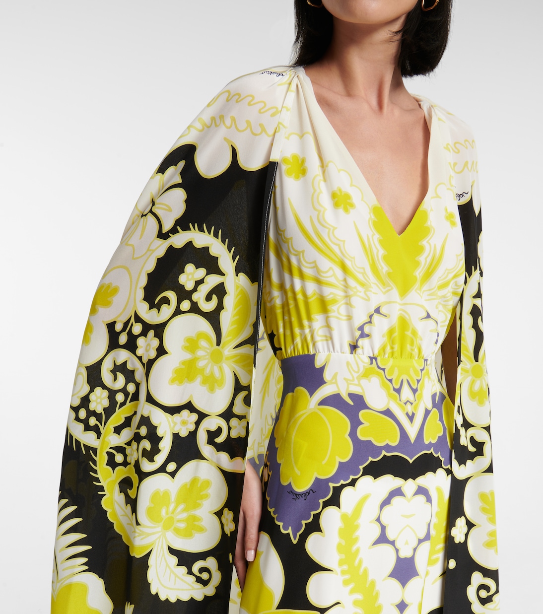 Valentino – Robe midi en soie à fleurs | Valentino
