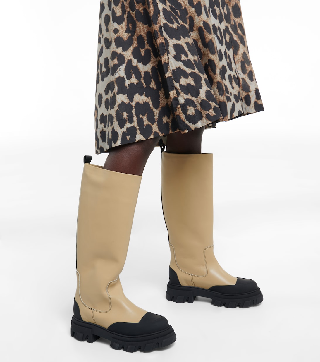 Knee-high leather boots | Ganni