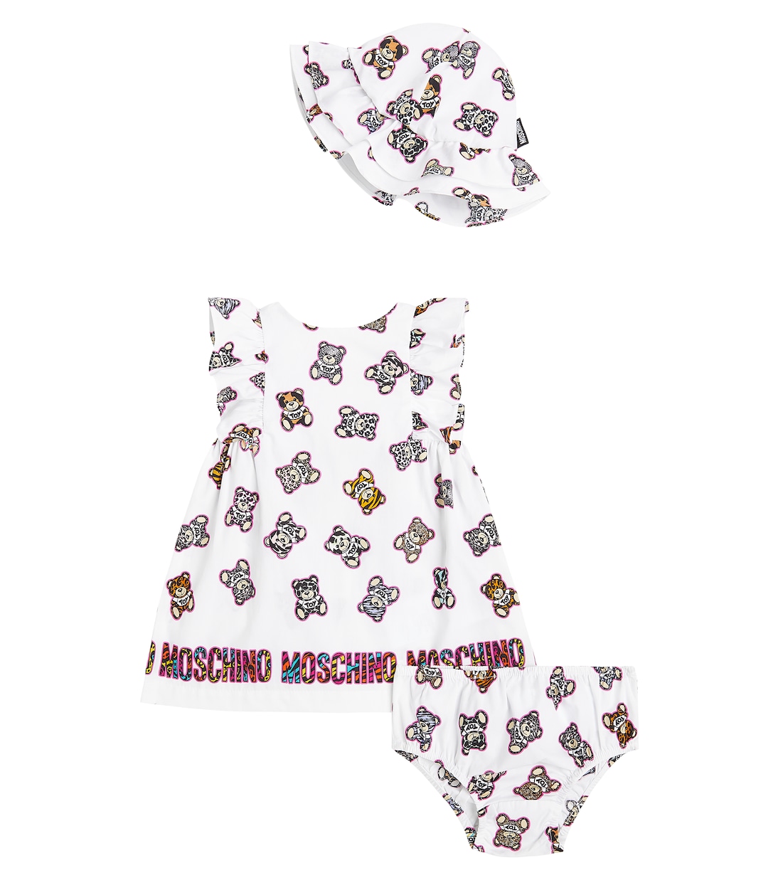 Baby - Abito, culottes e cappello in cotone | Moschino Kids