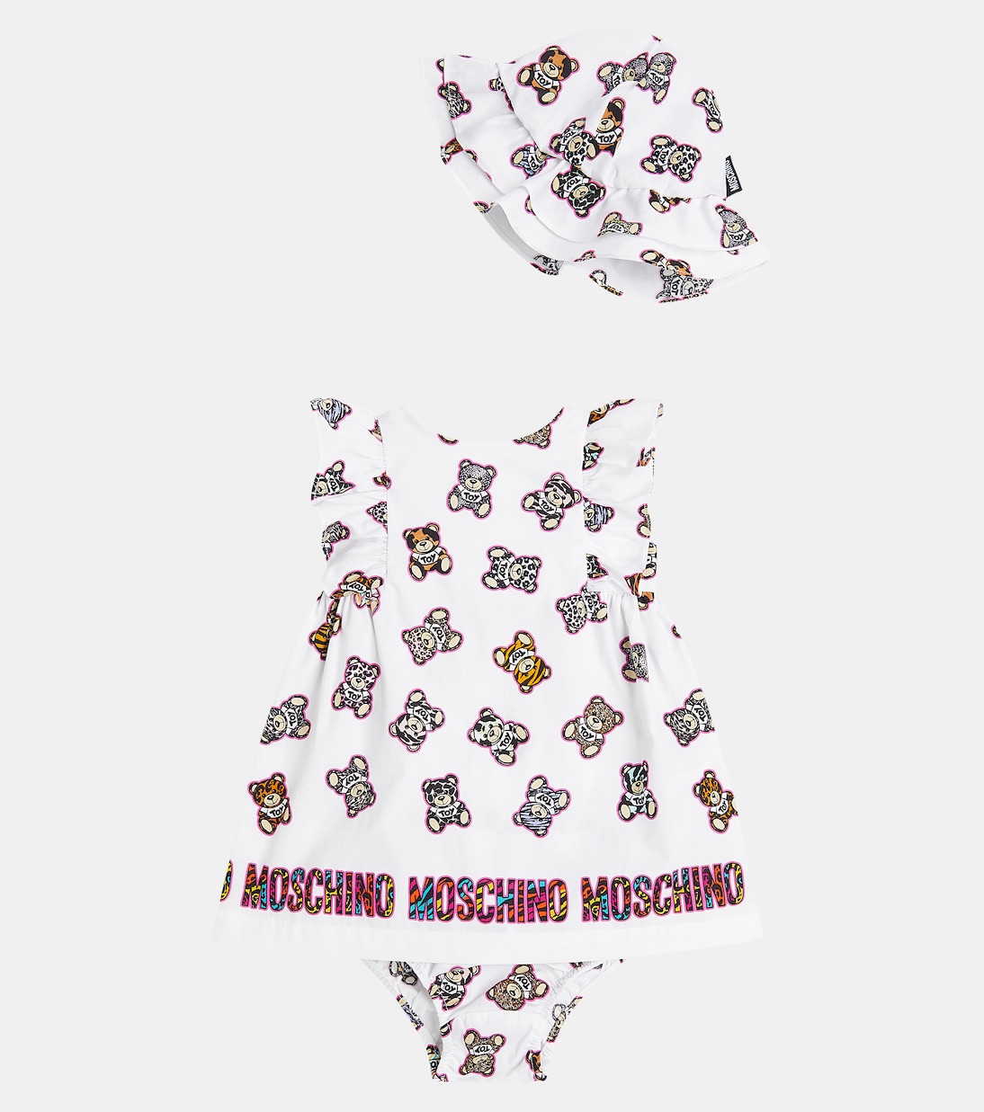 Baby - Abito, culottes e cappello in cotone | Moschino Kids