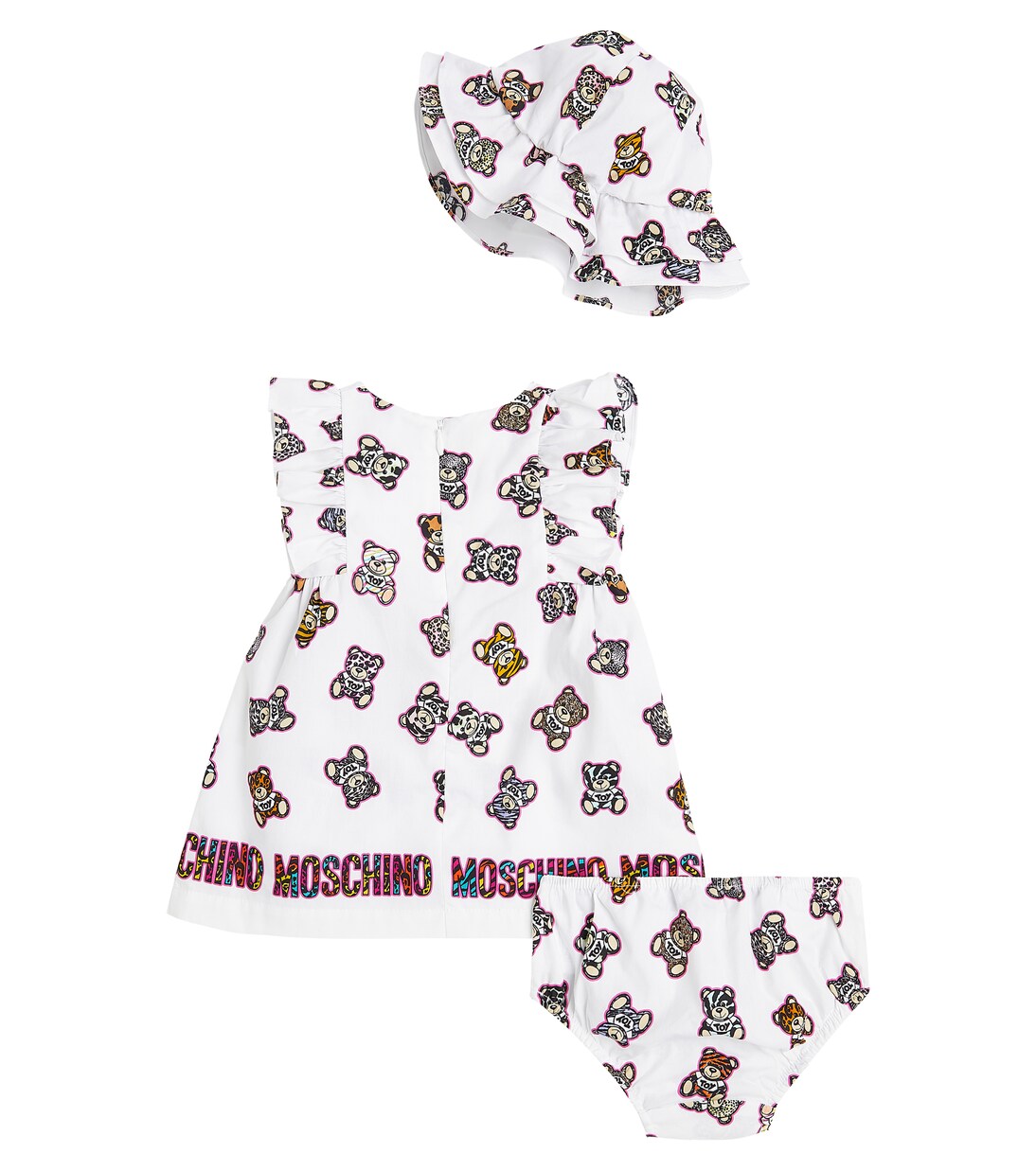 Baby - Abito, culottes e cappello in cotone | Moschino Kids