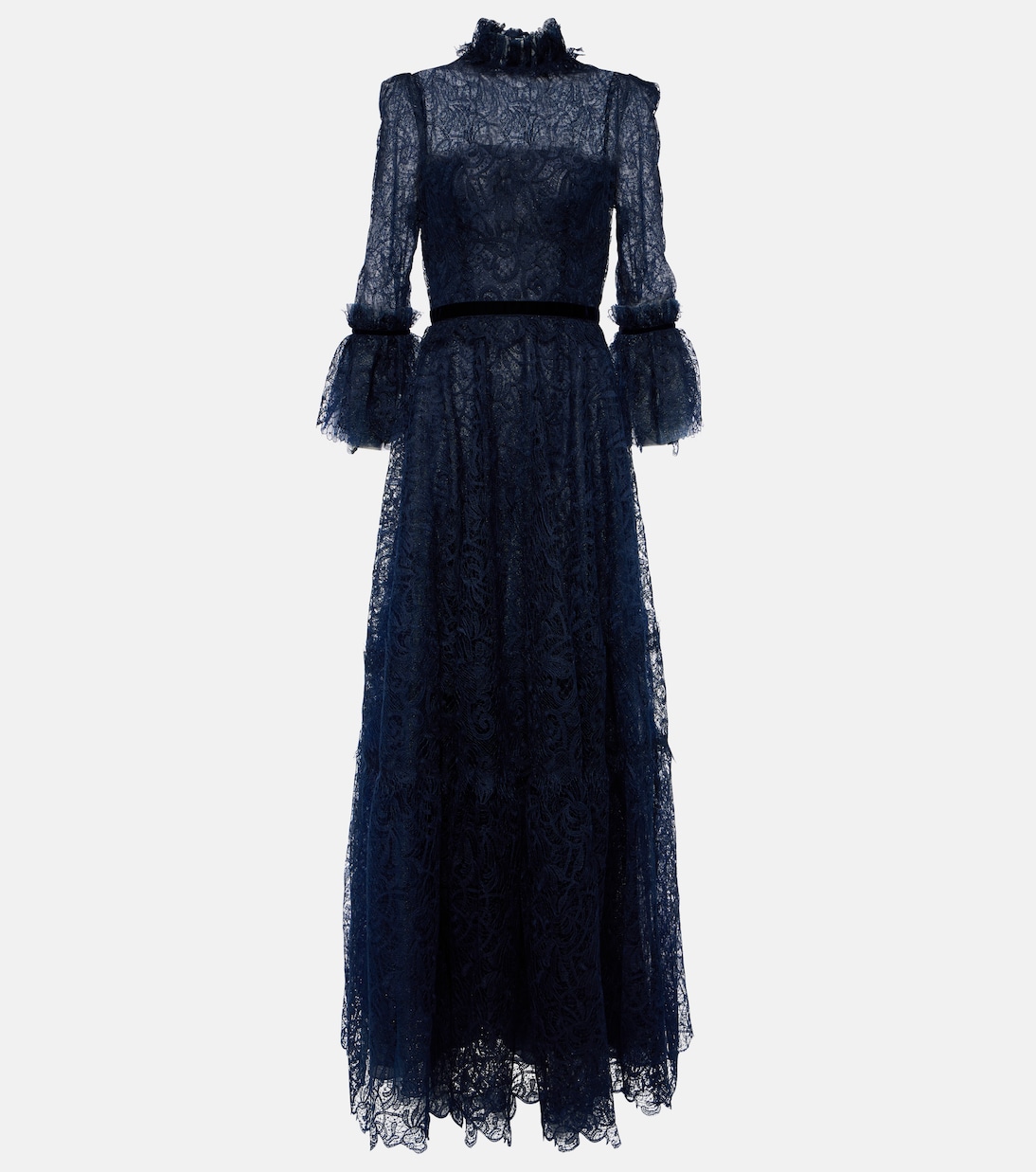 Vestido de fiesta de encaje con volantes | Costarellos