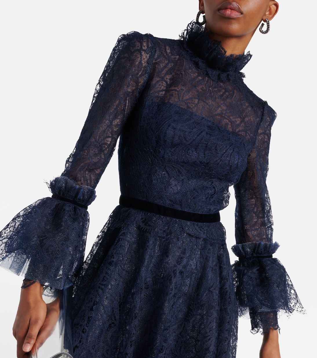 Vestido de fiesta de encaje con volantes | Costarellos