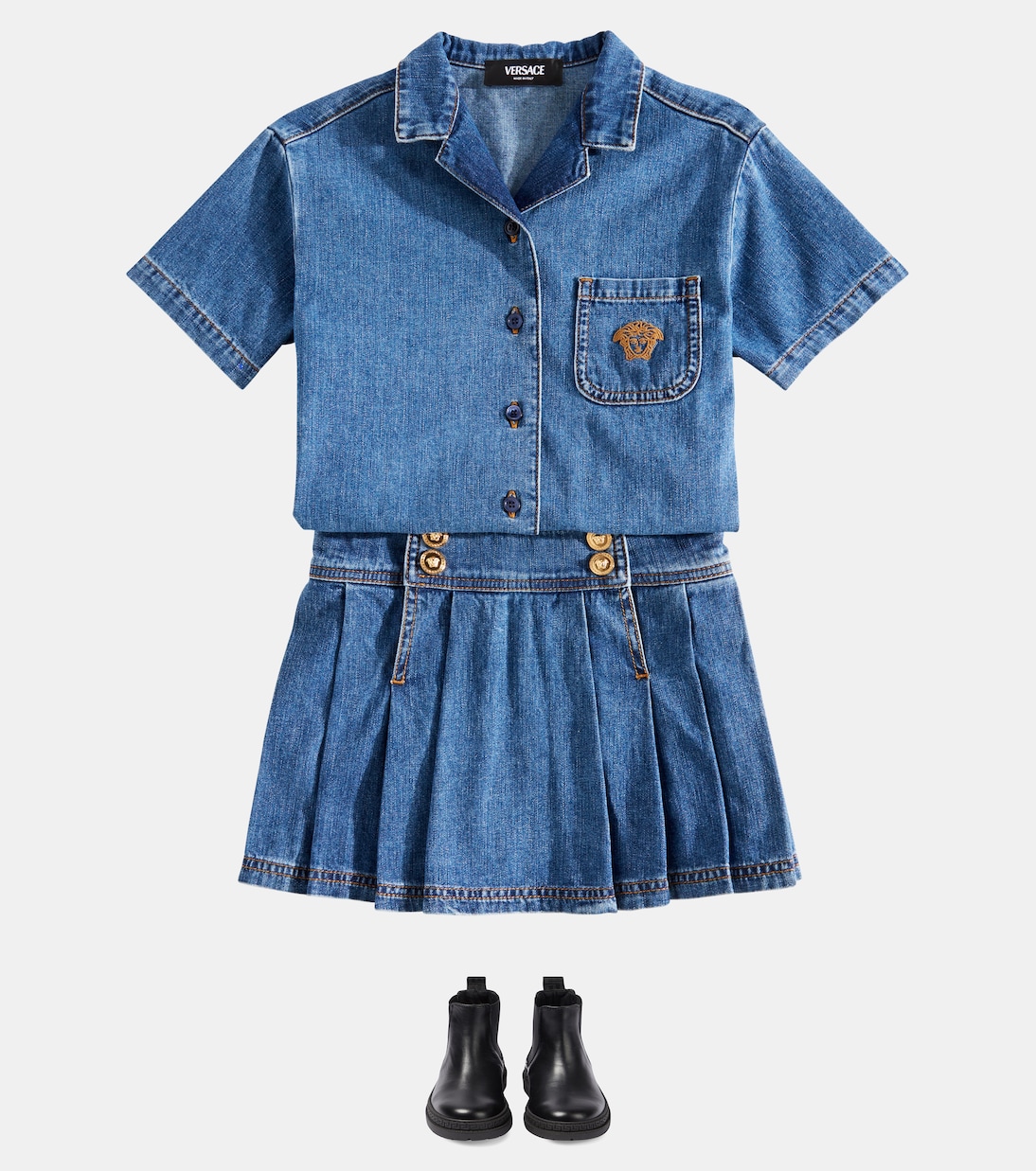 Gonna di jeans a pieghe | Versace Kids