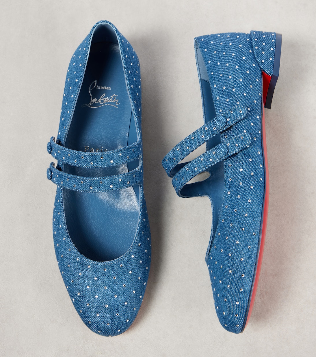 Sweet Jane embellished denim Mary Jane flats | Christian Louboutin