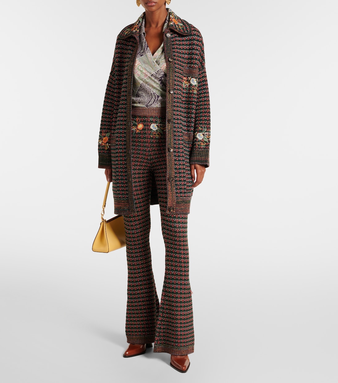 Pantaloni flared in maglia con ricamo | Etro