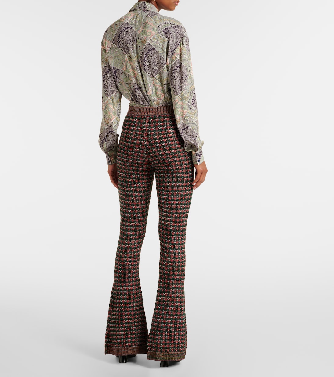 Pantaloni flared in maglia con ricamo | Etro