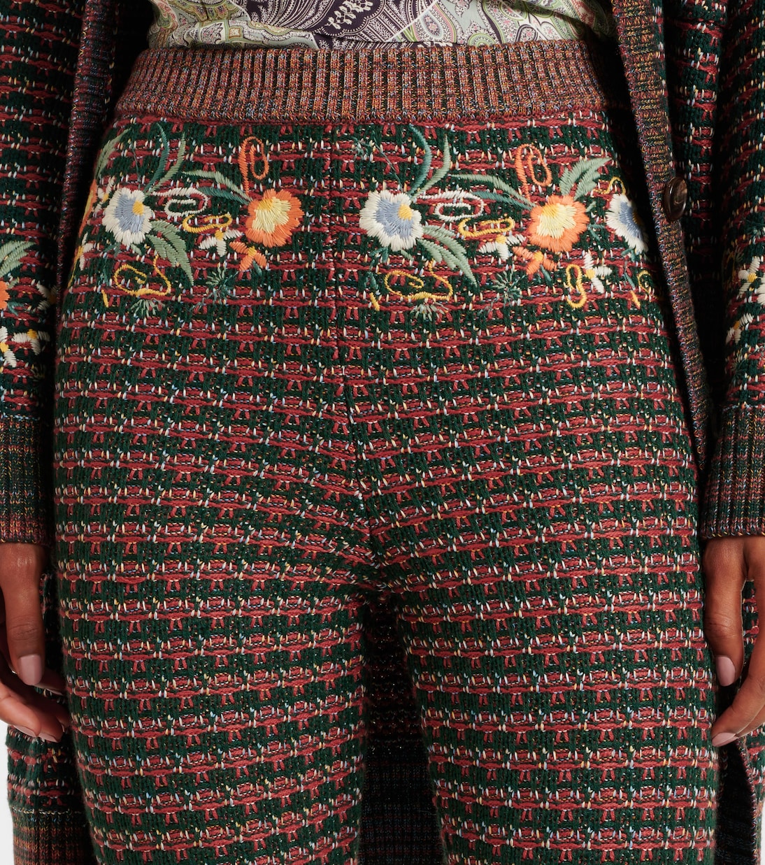 Pantaloni flared in maglia con ricamo | Etro