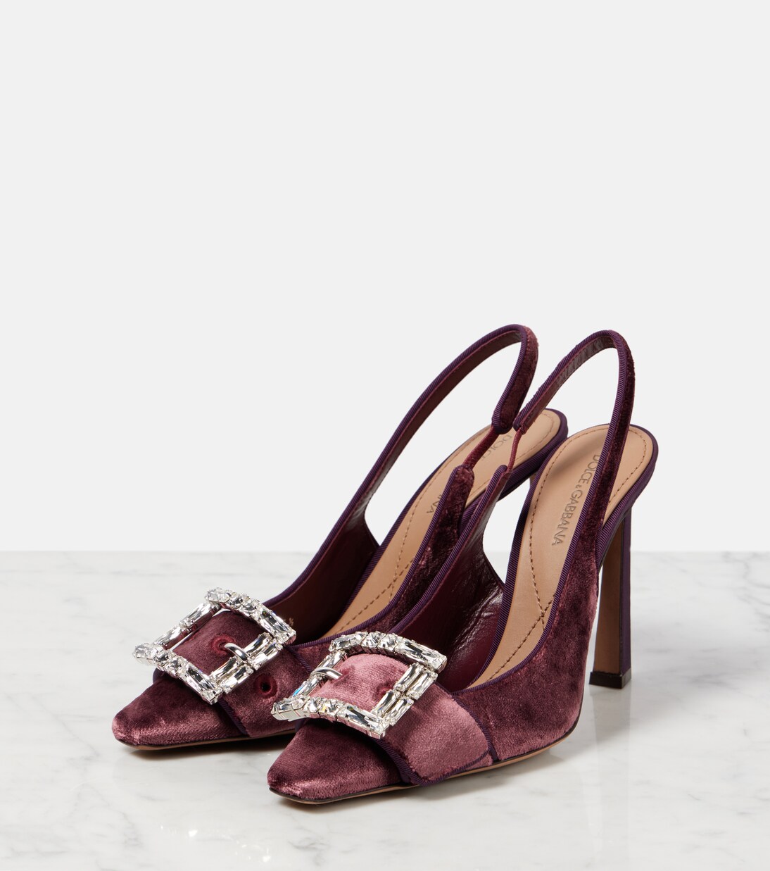 Pumps slingback in velluto con cristalli | Dolce&Gabbana