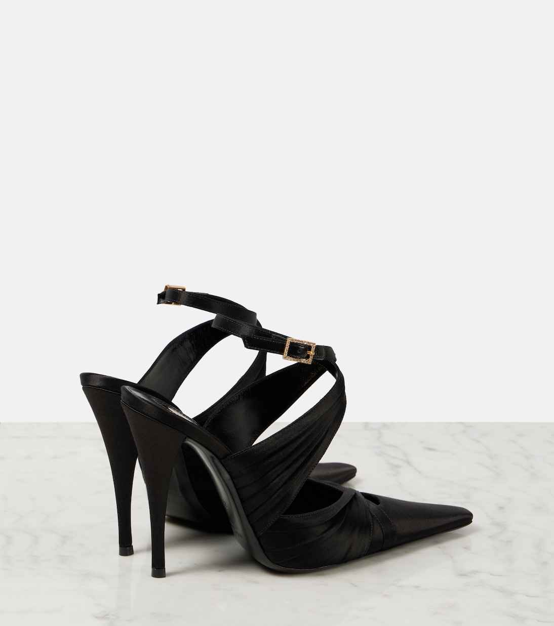 Pumps slingback Véronique 110 in raso | Saint Laurent