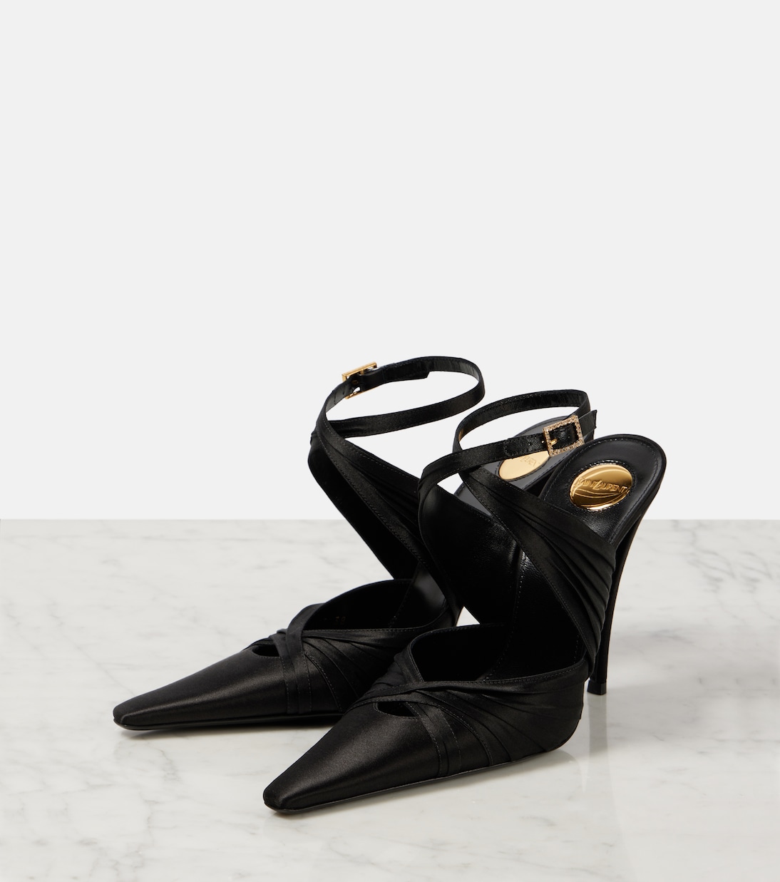 Pumps slingback Véronique 110 in raso | Saint Laurent