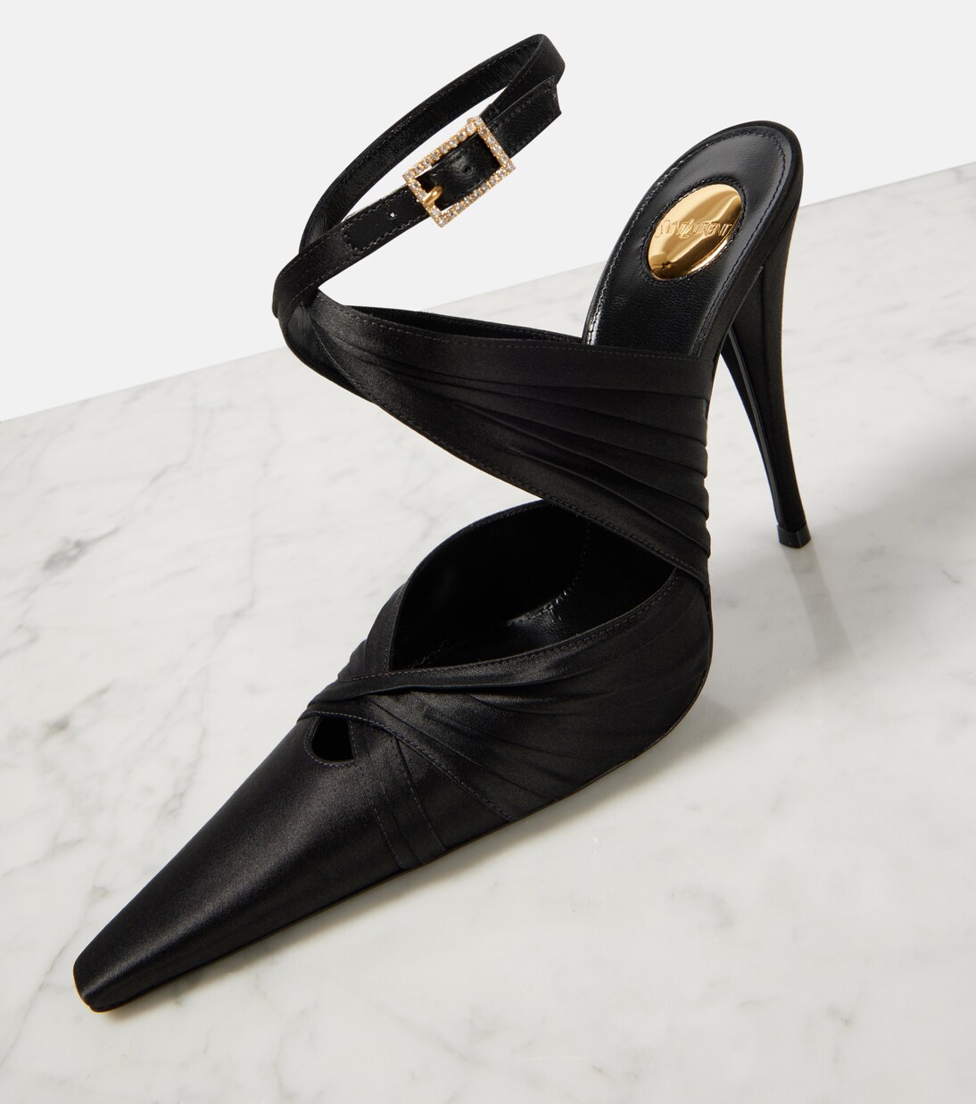Pumps slingback Véronique 110 in raso | Saint Laurent