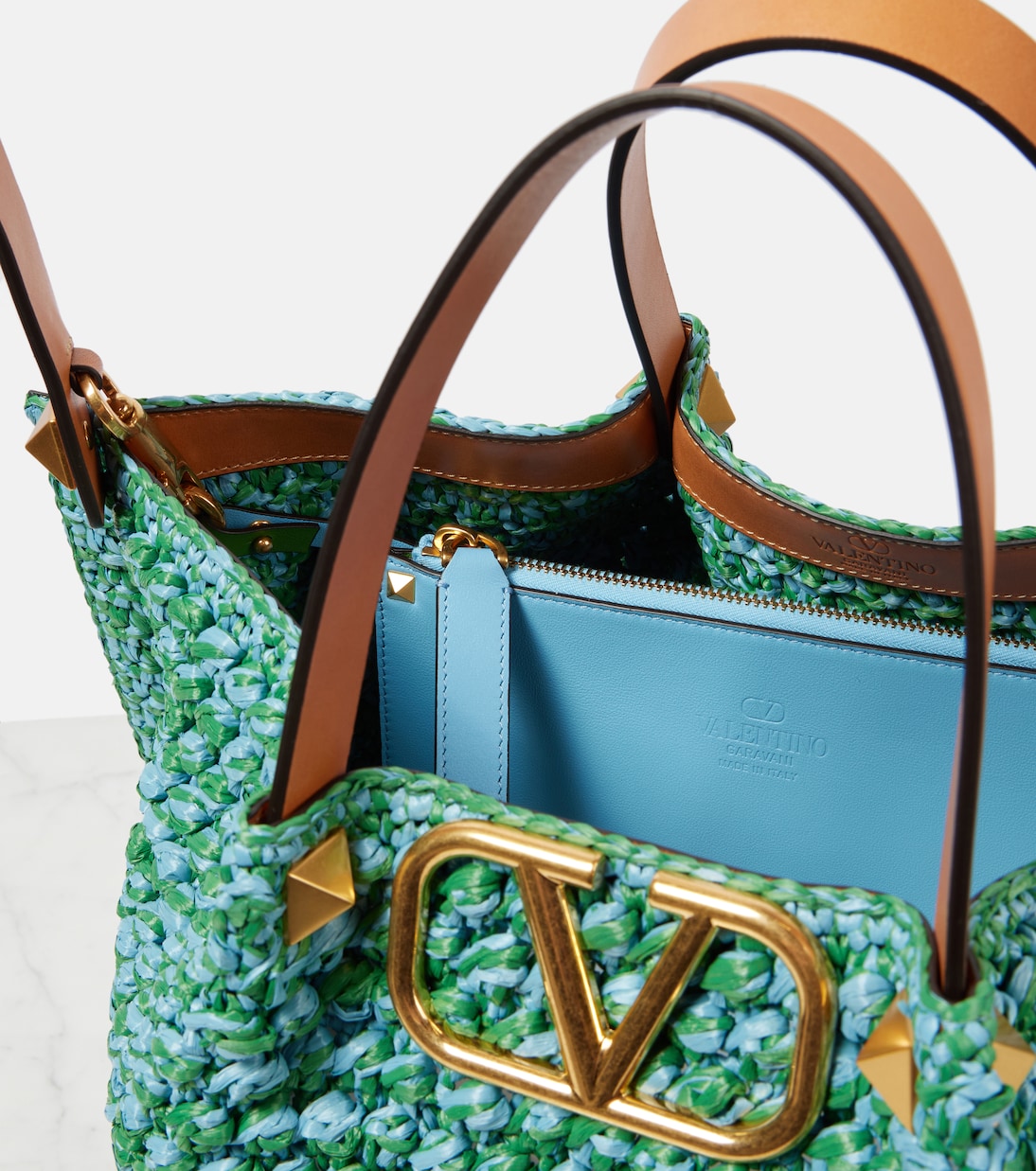 VLogo Medium raffia-effect tote bag | Valentino Garavani