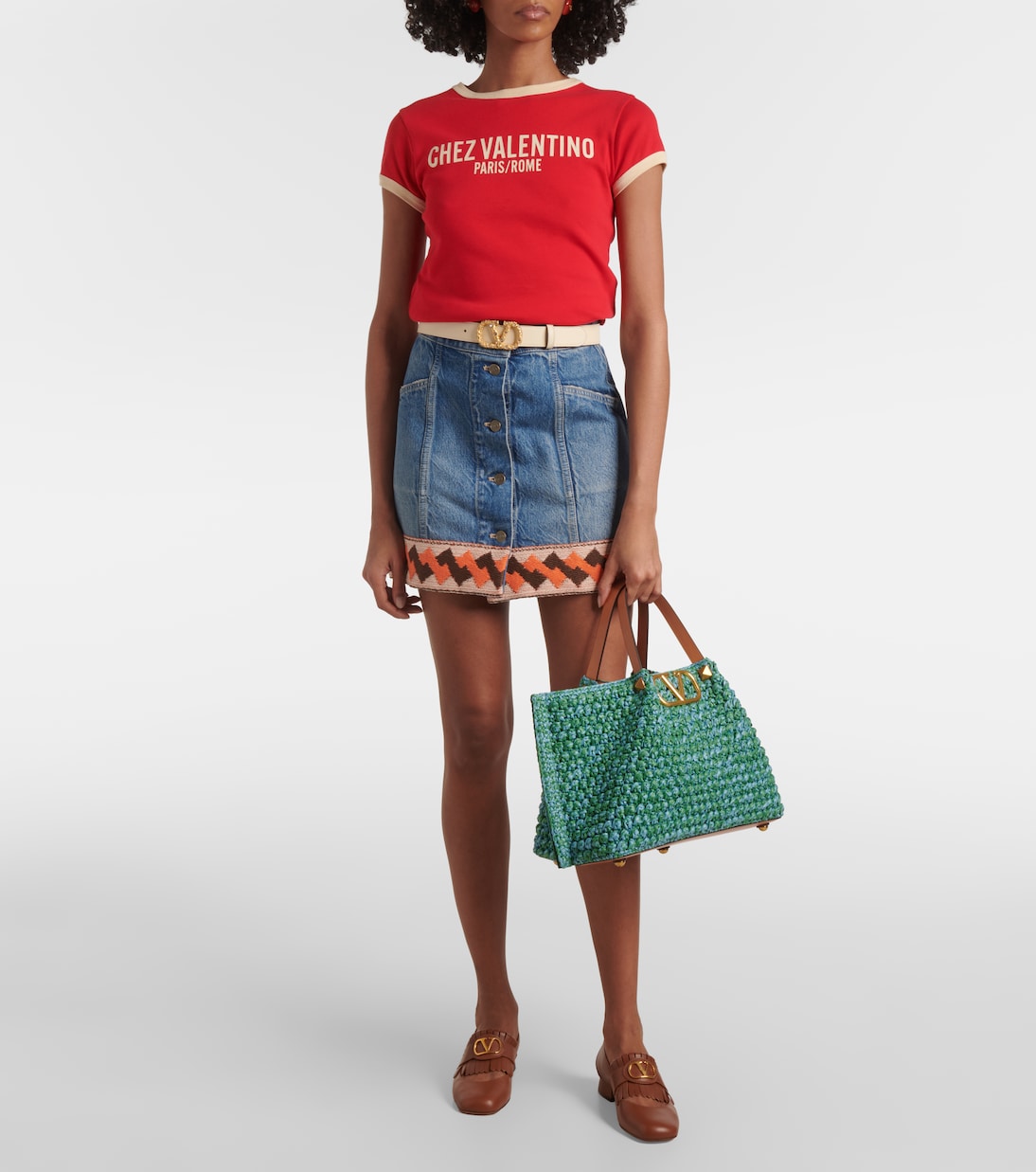VLogo Medium raffia-effect tote bag | Valentino Garavani