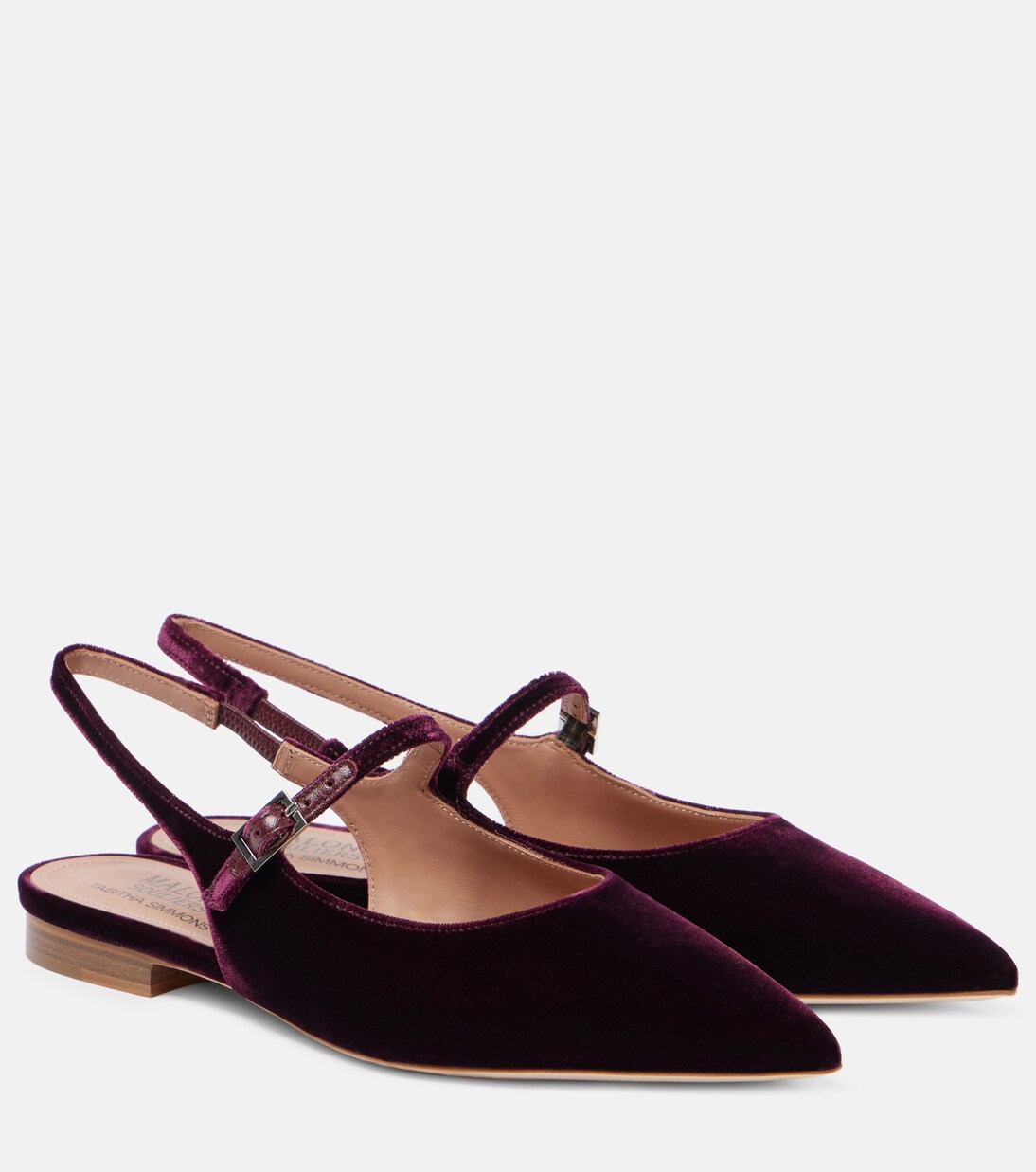 Karla velvet slingback flats | Malone Souliers