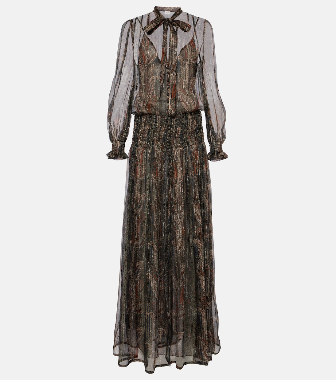Paisley silk-blend crepon maxi dress | Saint Laurent