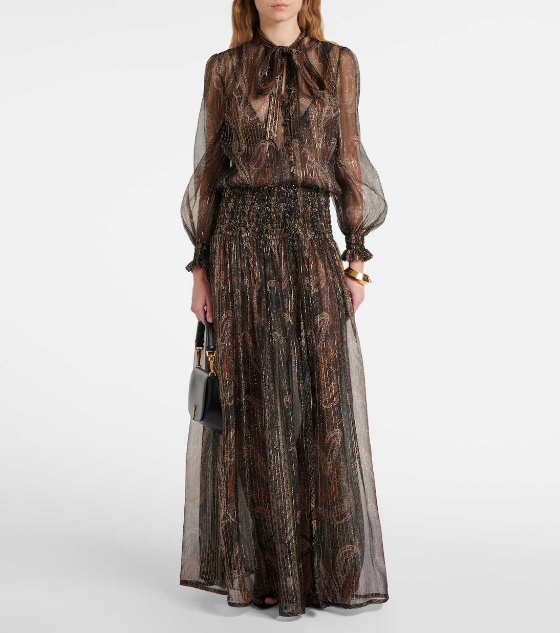 Paisley silk-blend crepon maxi dress | Saint Laurent