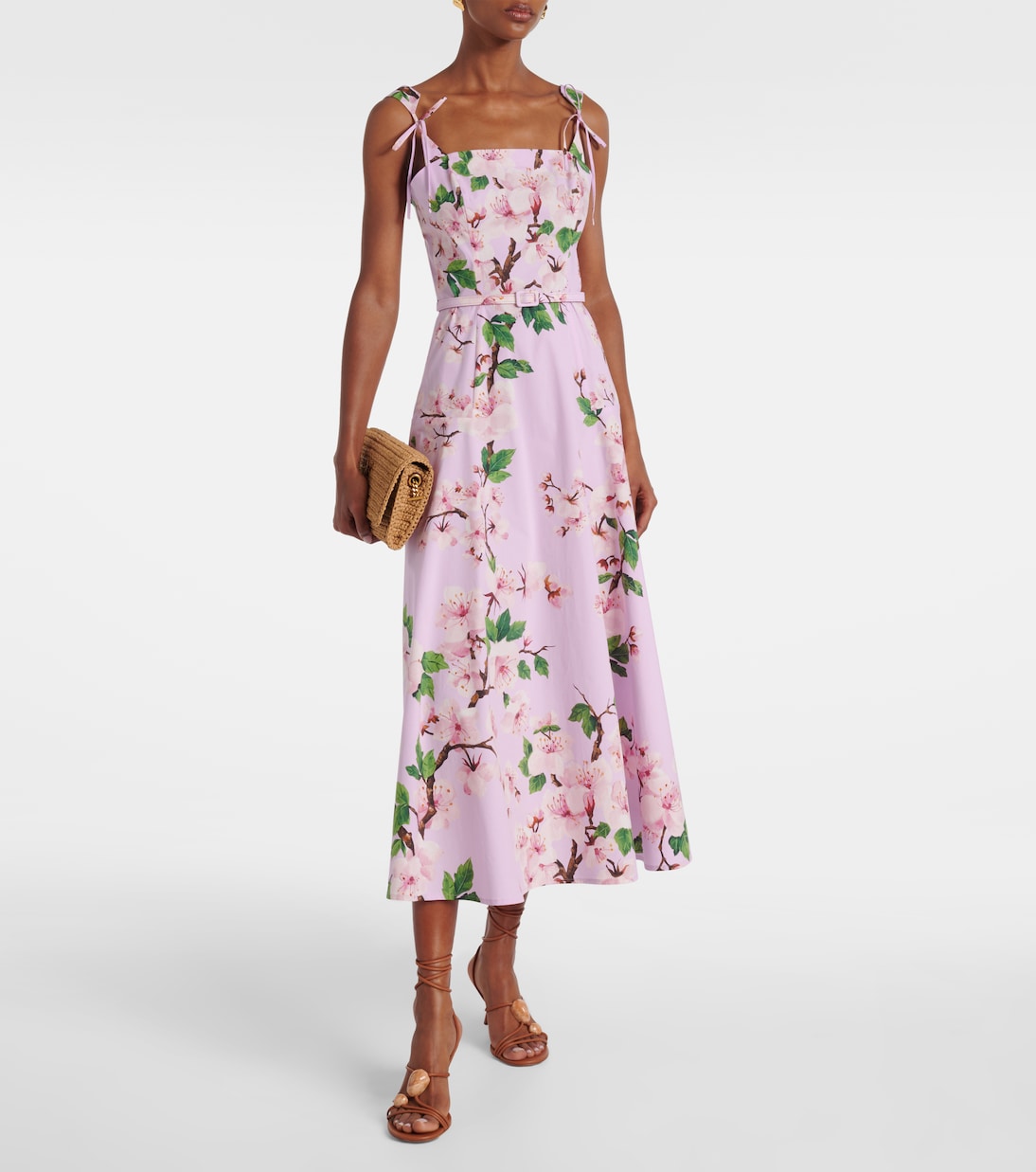 Floral cotton-blend midi dress | Oscar de la Renta