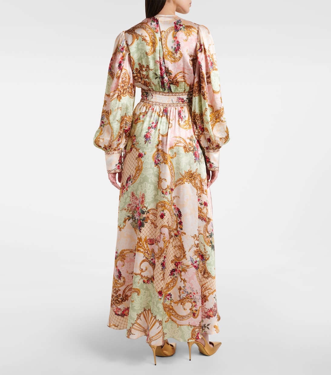 Robe longue imprimée en soie à ornements | Camilla