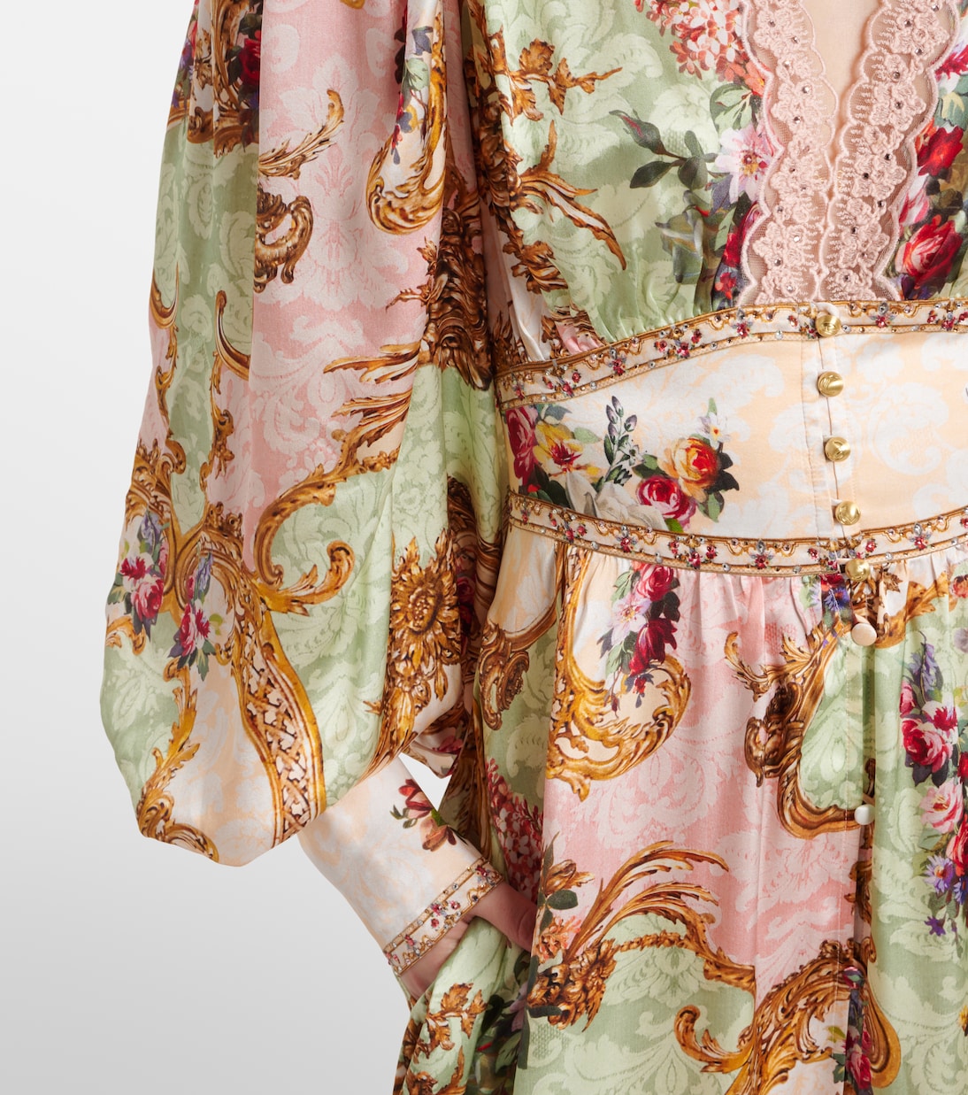 Robe longue imprimée en soie à ornements | Camilla