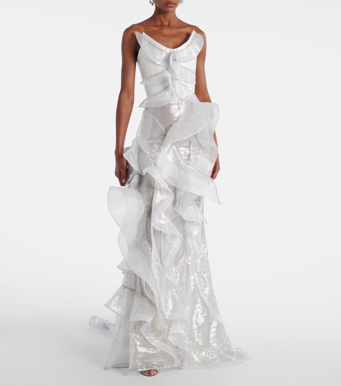 Refraction sequined ruffled gown | Maticevski