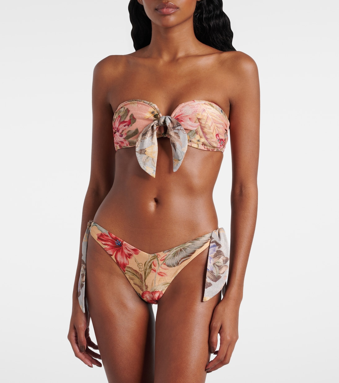 Coco bow-detail floral bikini top | Zimmermann