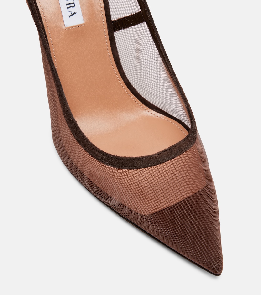 Love Affair 85 suede-trimmed mesh pumps | Aquazzura