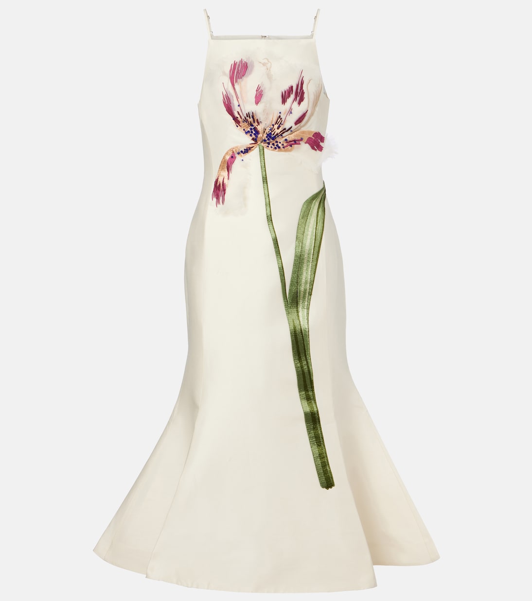 Regina floral wool and silk midi dress | Leo Lin