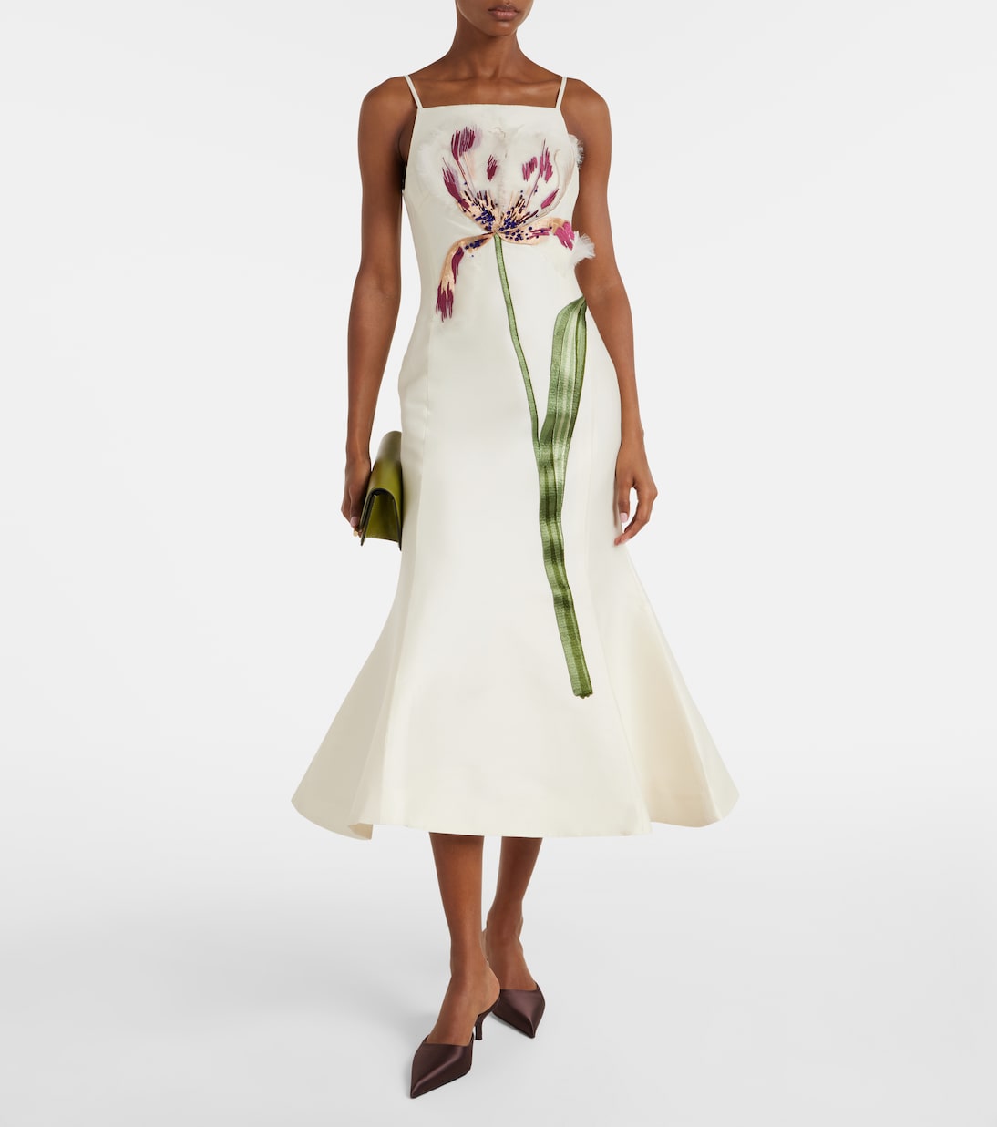 Regina floral wool and silk midi dress | Leo Lin