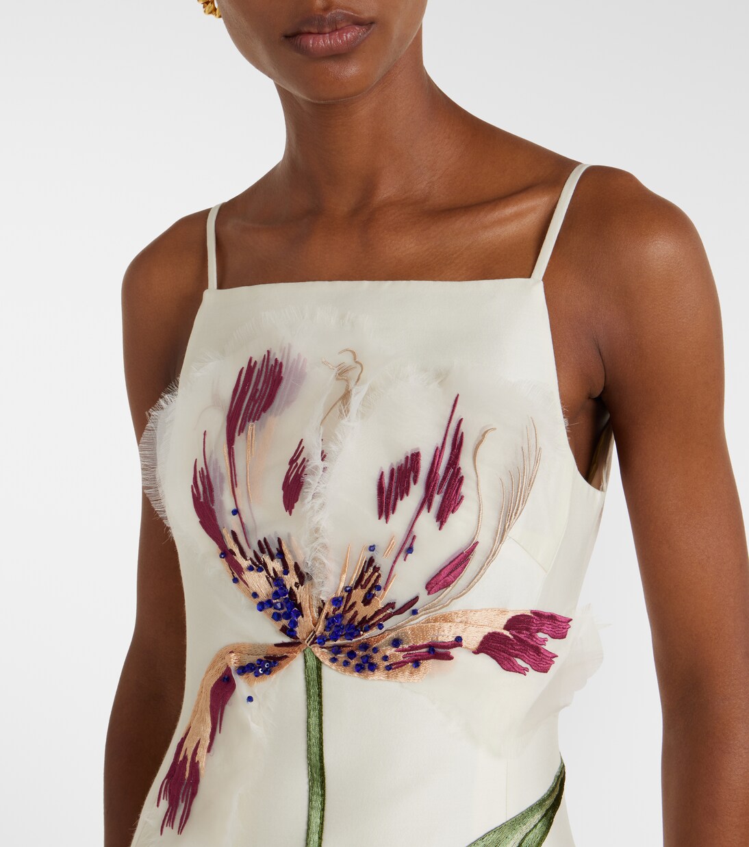 Regina floral wool and silk midi dress | Leo Lin