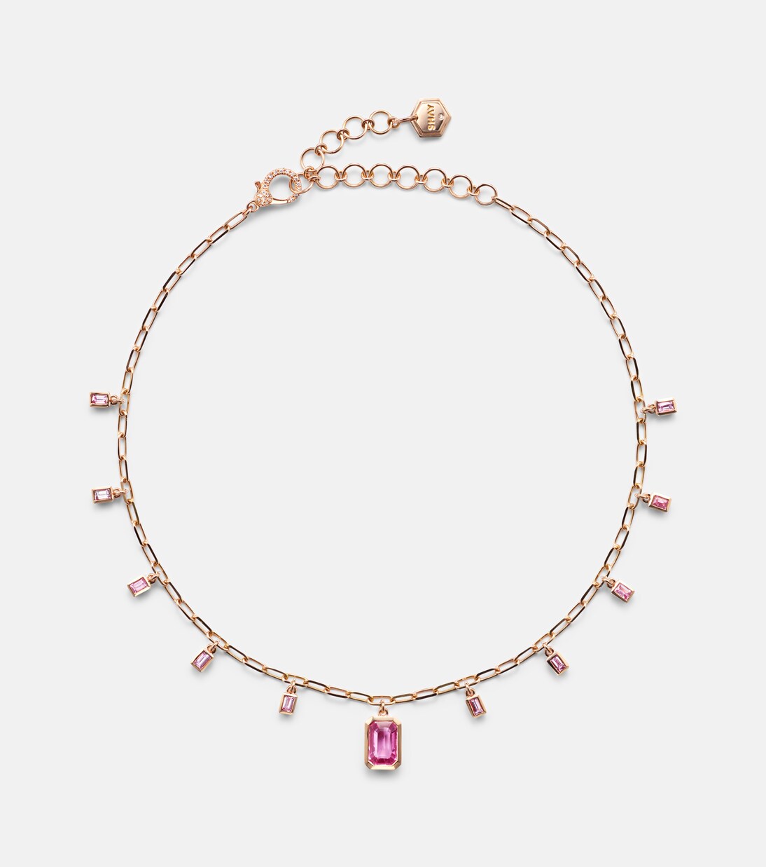Gargantilla de oro rosa de 18 ct (750/1000) con zafiros | Shay Jewelry