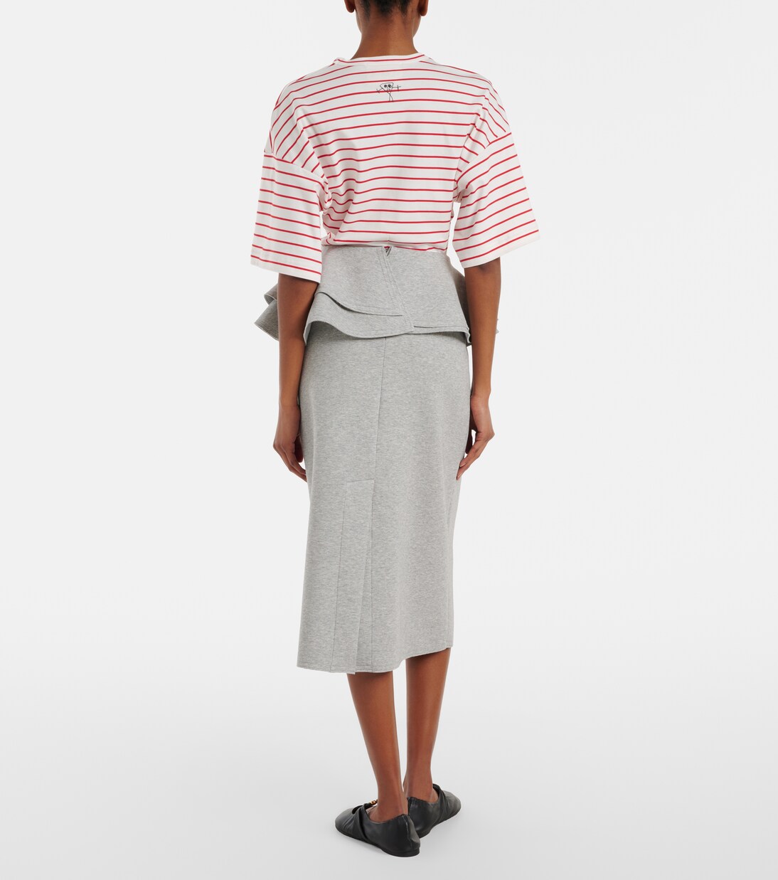 Ruffled cotton-blend midi skirt | Plan C