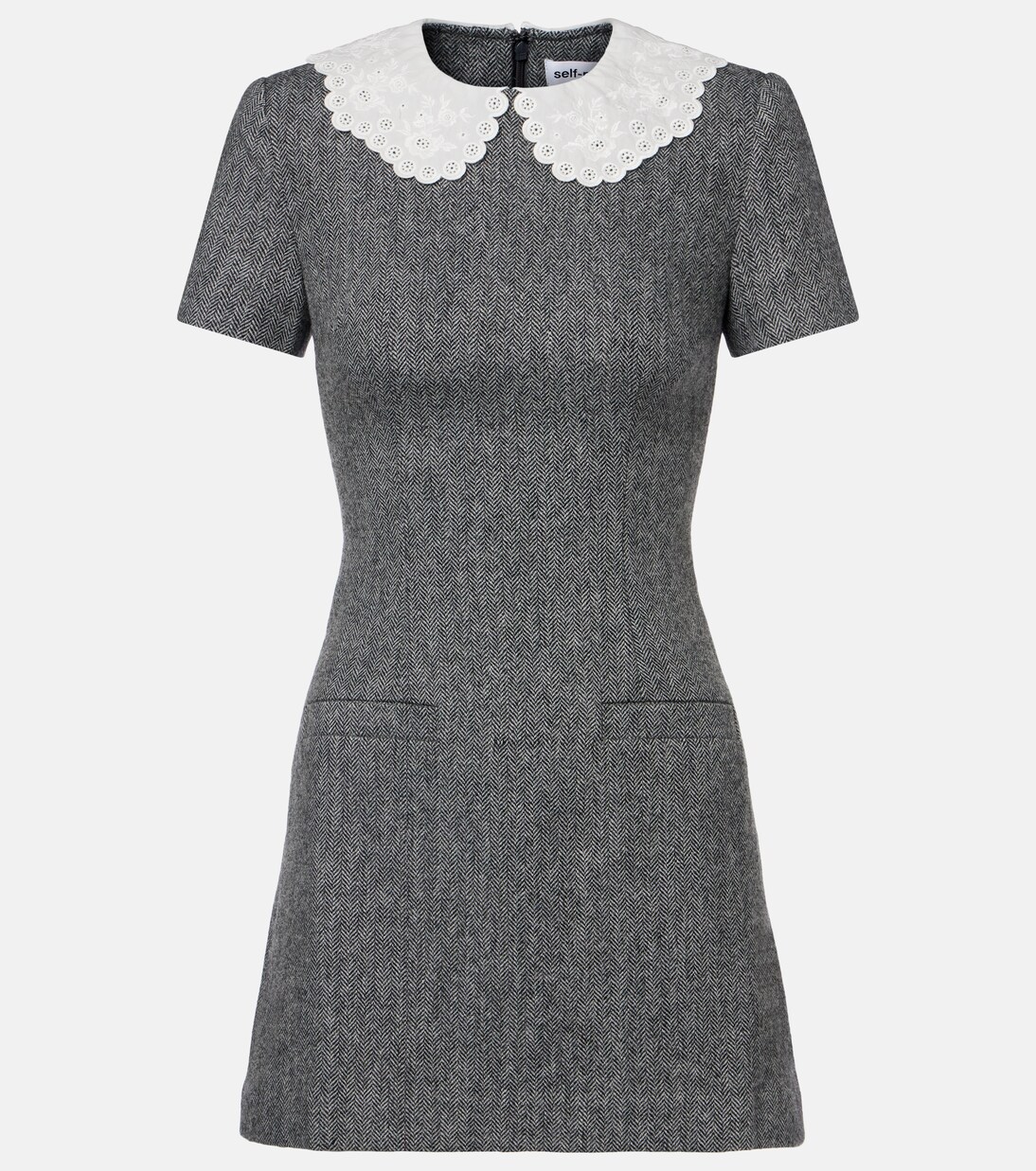 Herringbone wool-blend minidress | Self-Portrait