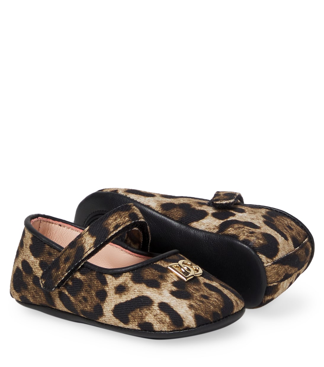 Baby leather-trimmed leopard-print ballet flats | Dolce&Gabbana Kids