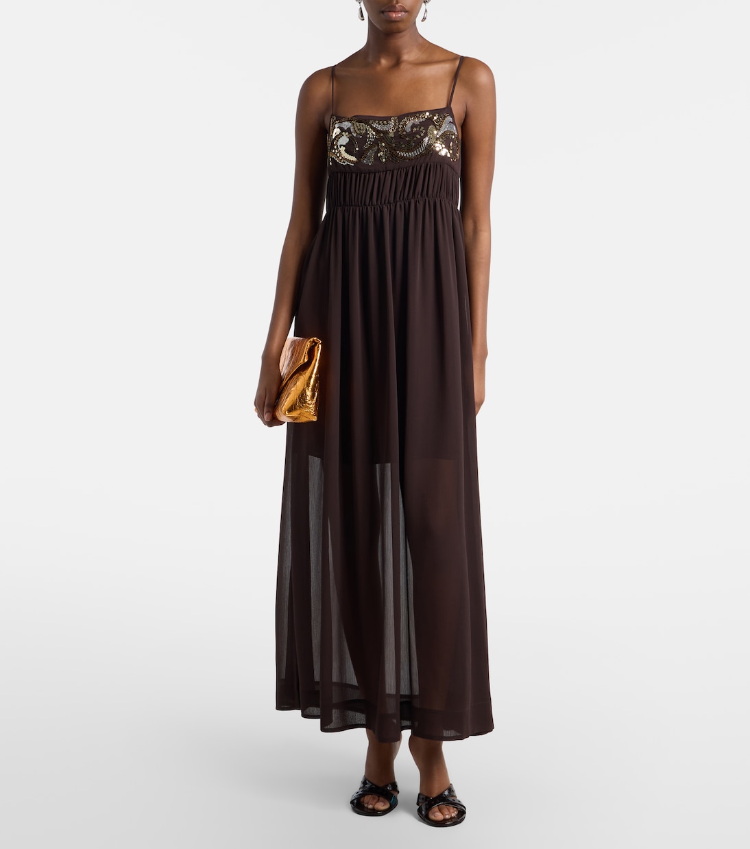 Sequined chiffon maxi dress | Xu Zhi