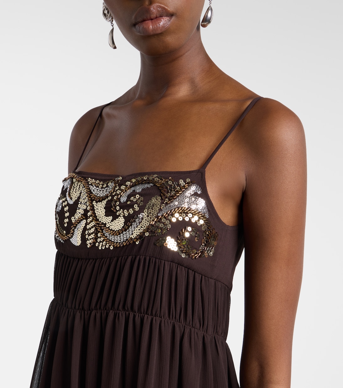 Sequined chiffon maxi dress | Xu Zhi