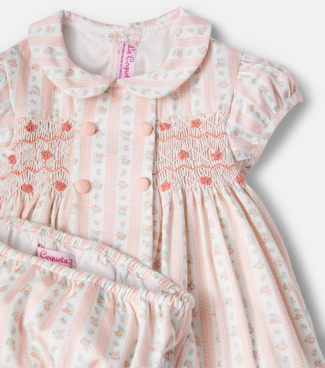 Bebé - set de vestido y braga Lana de algodón floral | La Coqueta