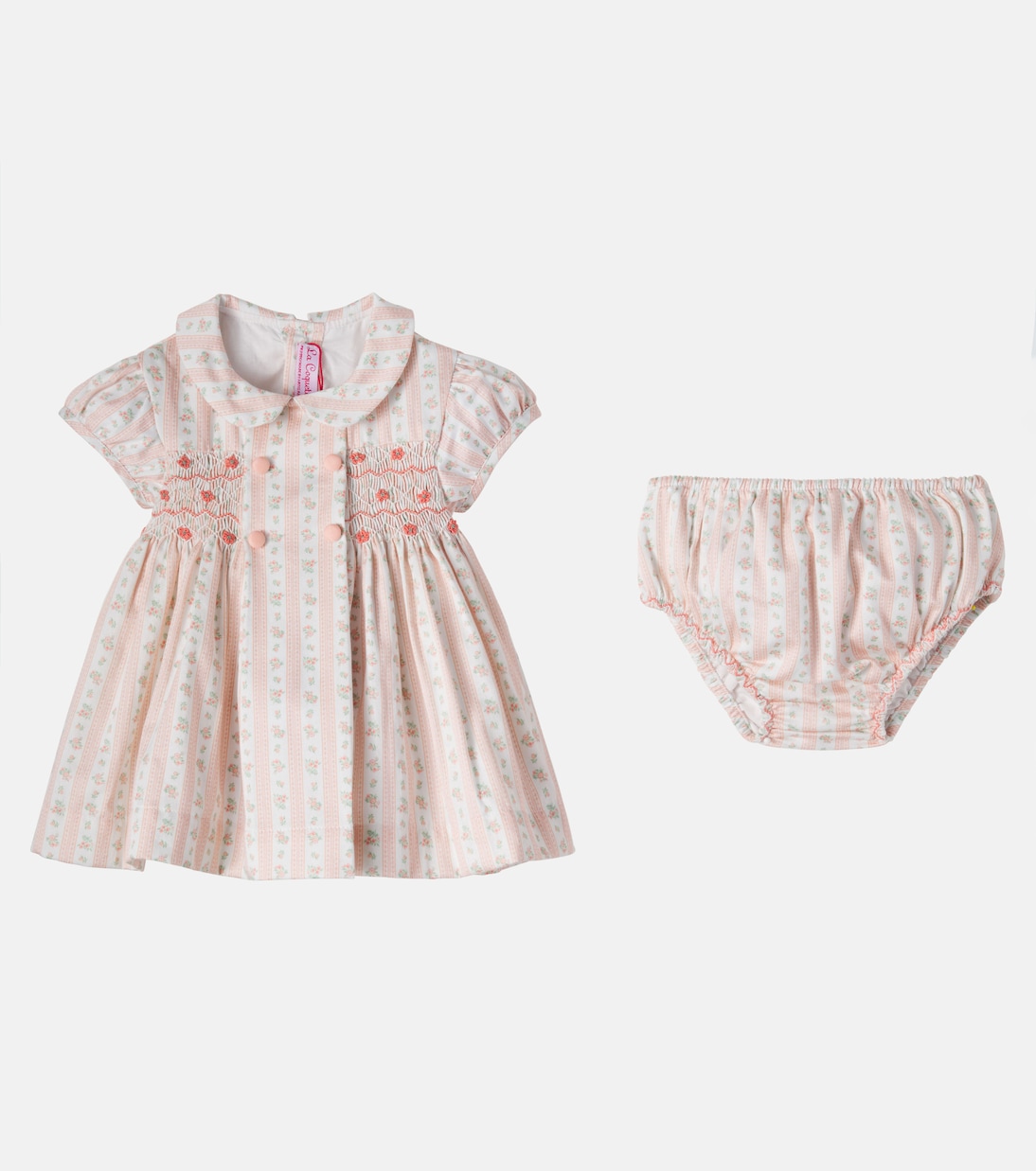 Bebé - set de vestido y braga Lana de algodón floral | La Coqueta