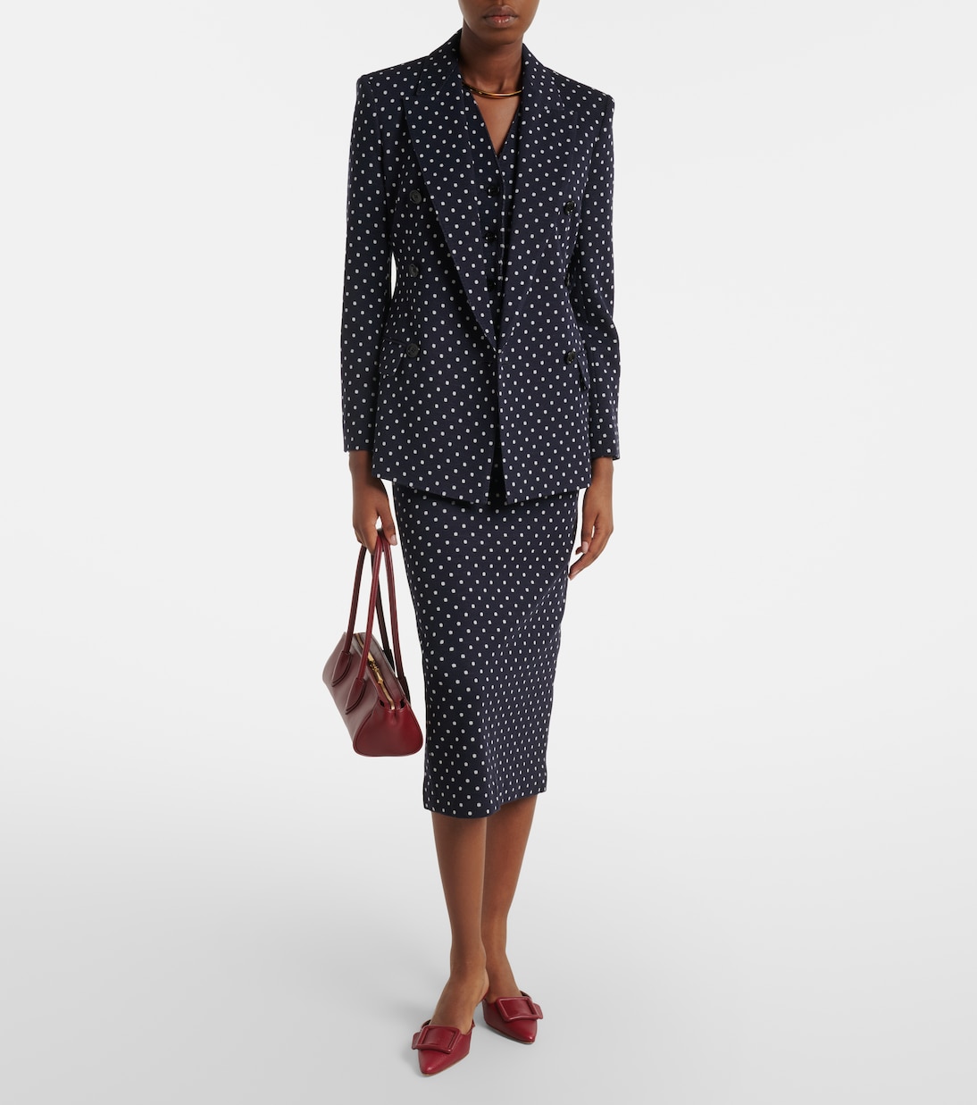 Blazer cruzado de jersey con lunares | Max Mara
