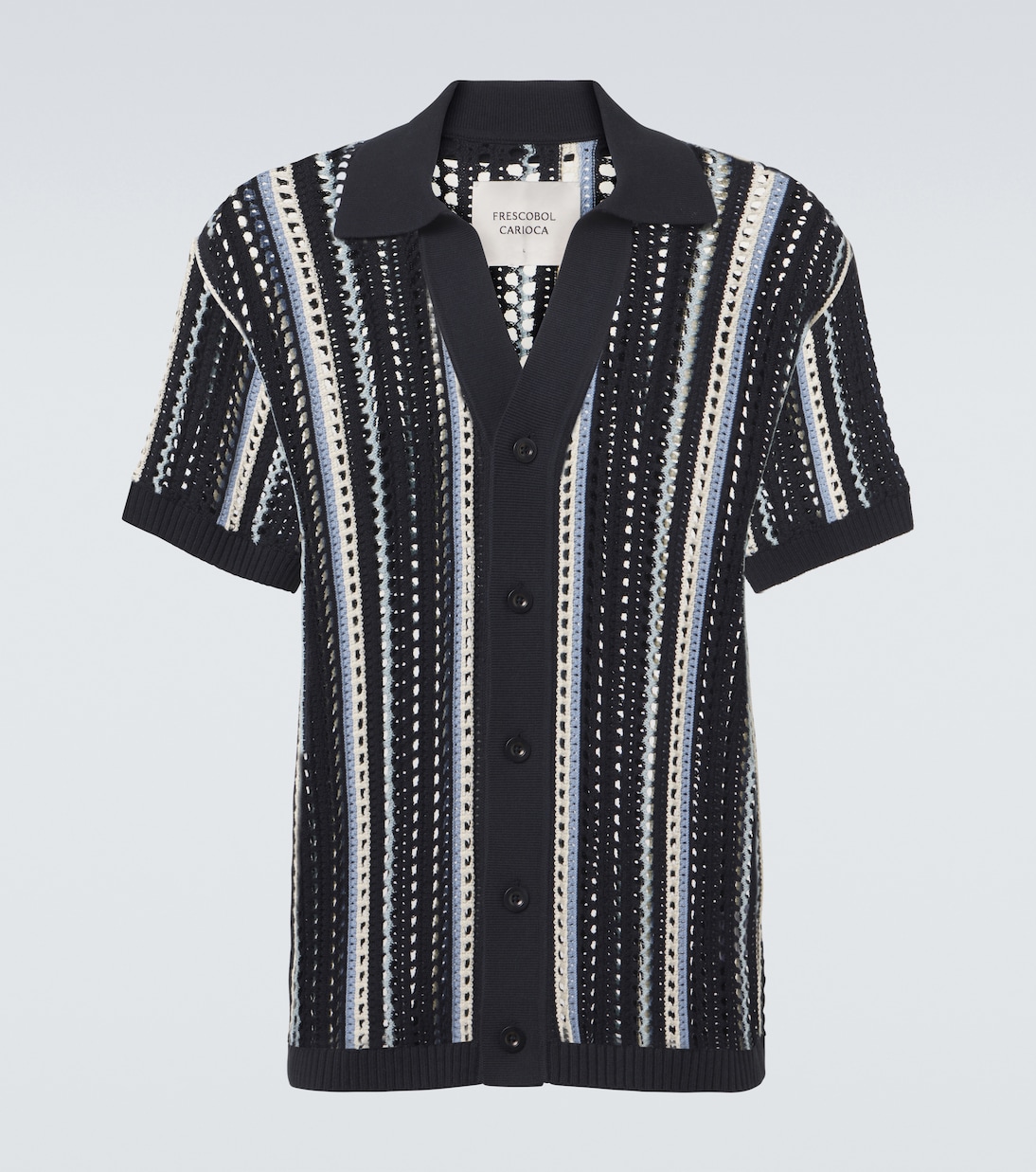 Pinto crochet striped cotton shirt | Frescobol Carioca