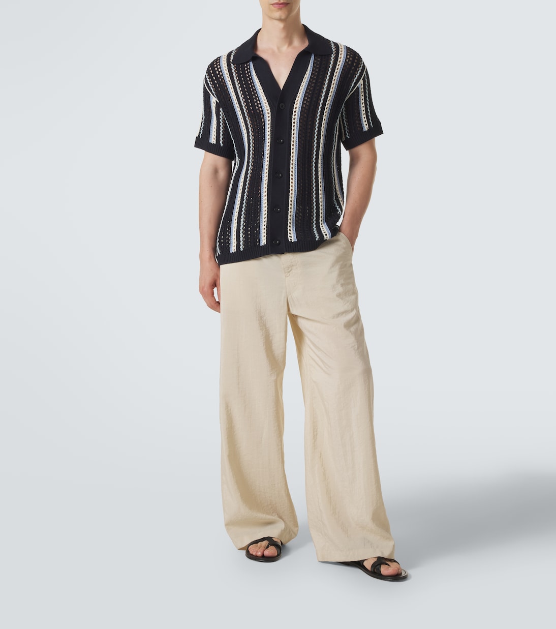 Pinto crochet striped cotton shirt | Frescobol Carioca