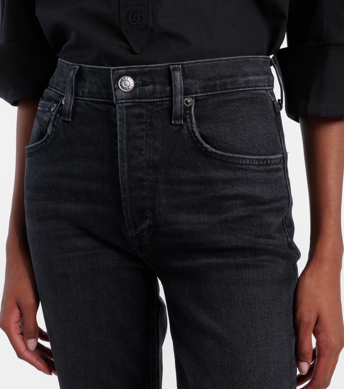 Jean slim Riley raccourci à taille haute | Agolde