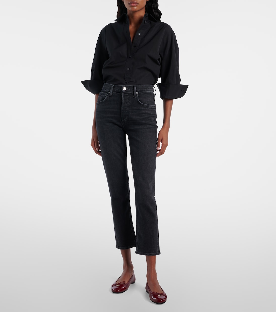 Jean slim Riley raccourci à taille haute | Agolde