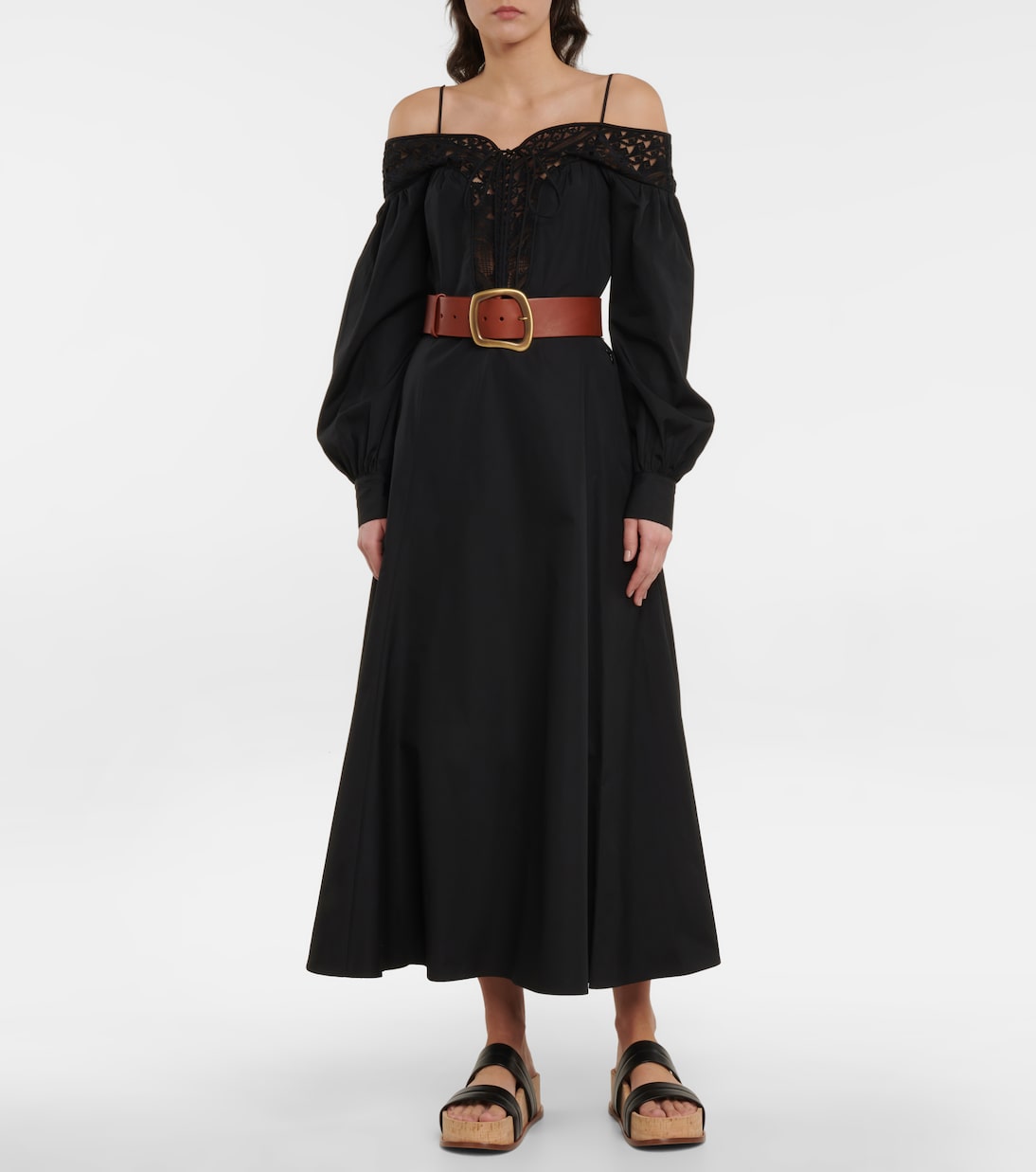 Robe midi Elias en coton et dentelle | Gabriela Hearst