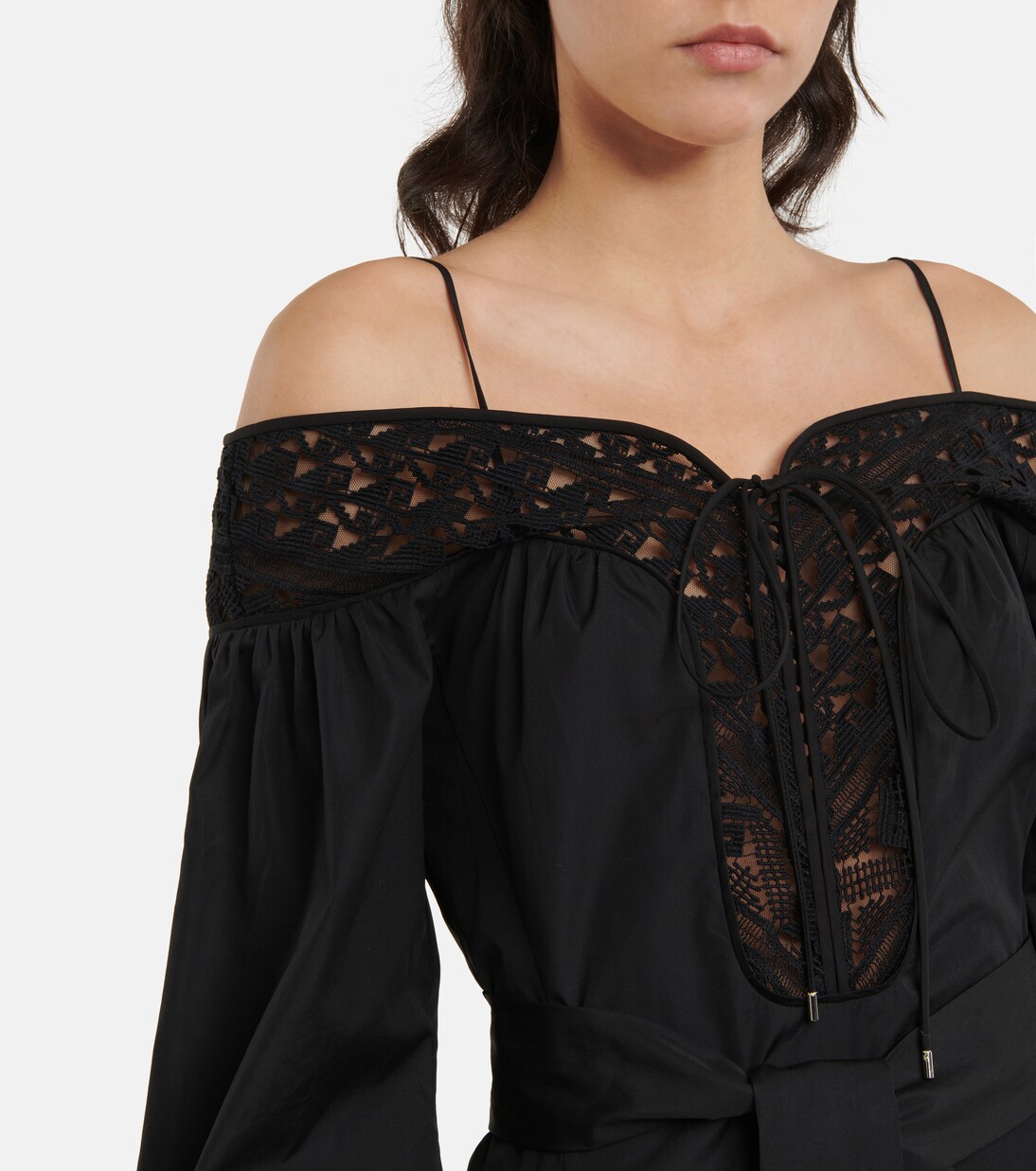 Robe midi Elias en coton et dentelle | Gabriela Hearst