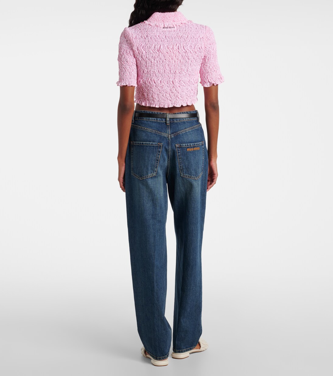 Gingham cropped blouse | Miu Miu