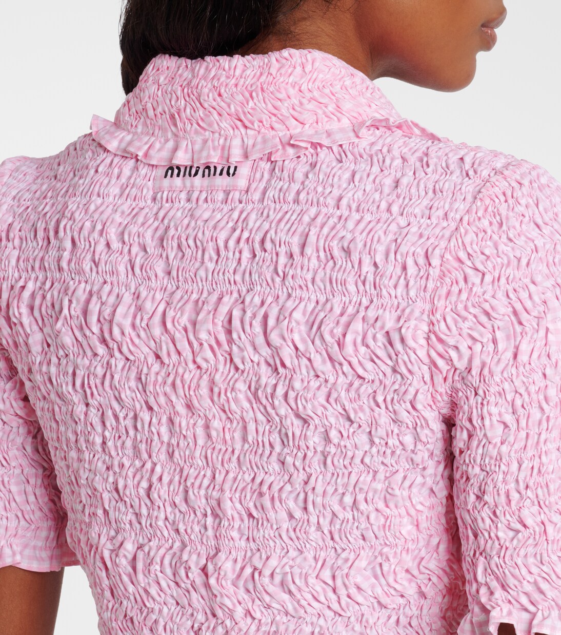 Gingham cropped blouse | Miu Miu