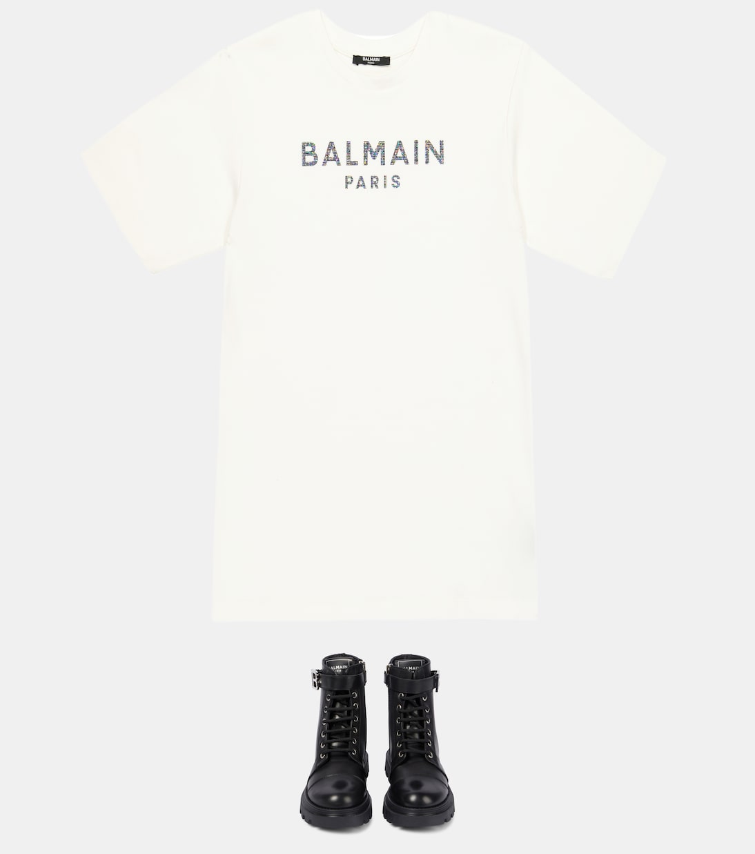 Logo cotton-blend T-shirt dress | Balmain Kids